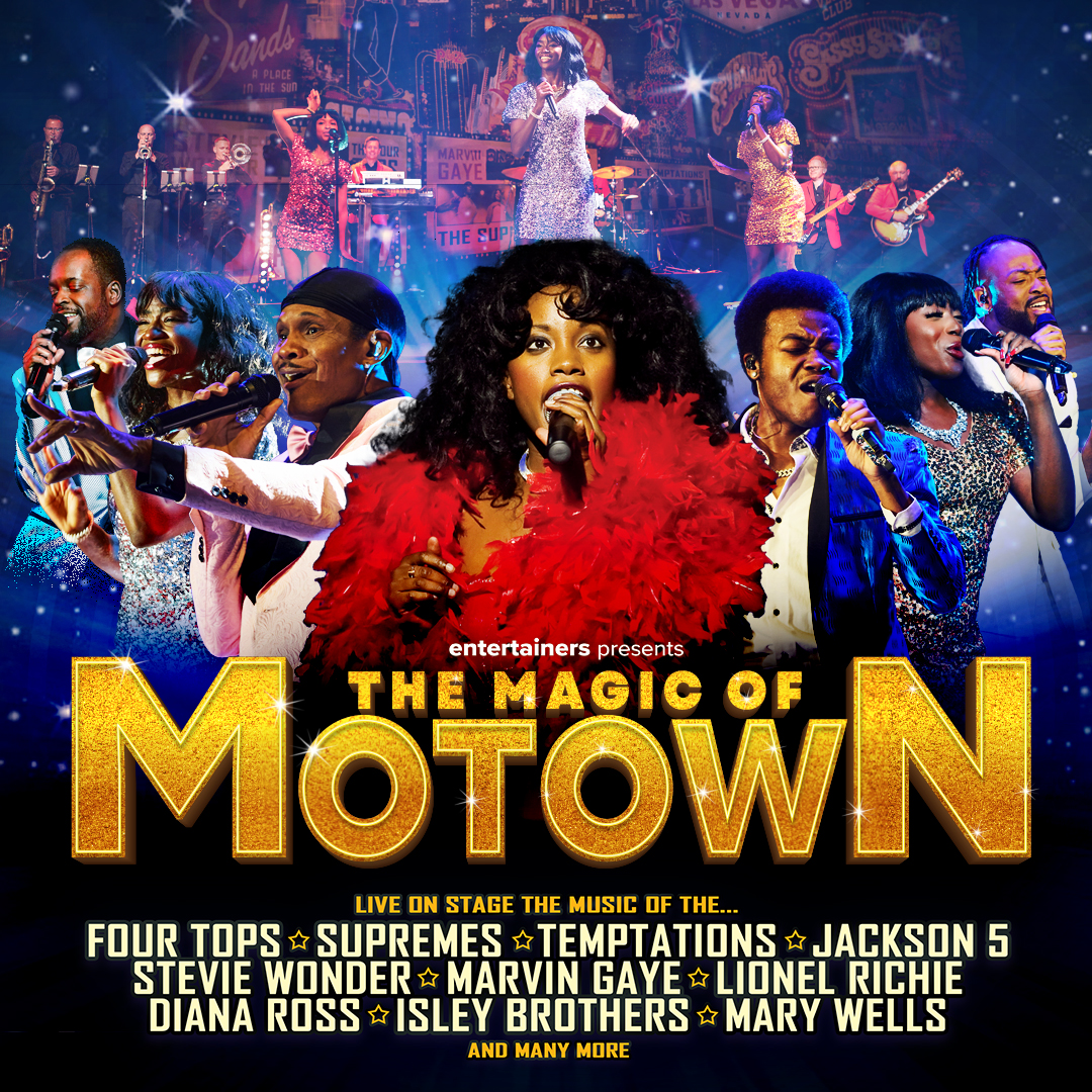 Graphic shows a group of musical performers with text that says "The Magic of Motown"