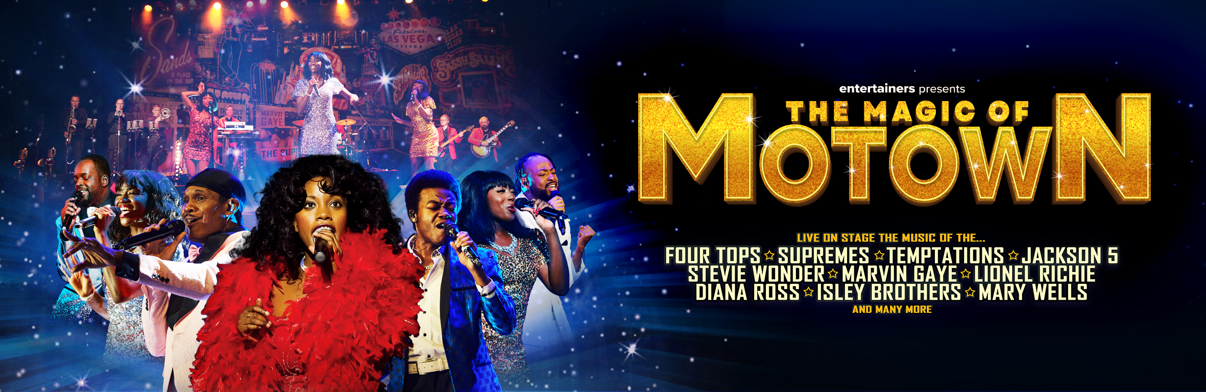 Graphic shows a group of musical performers with text that says "The Magic of Motown"