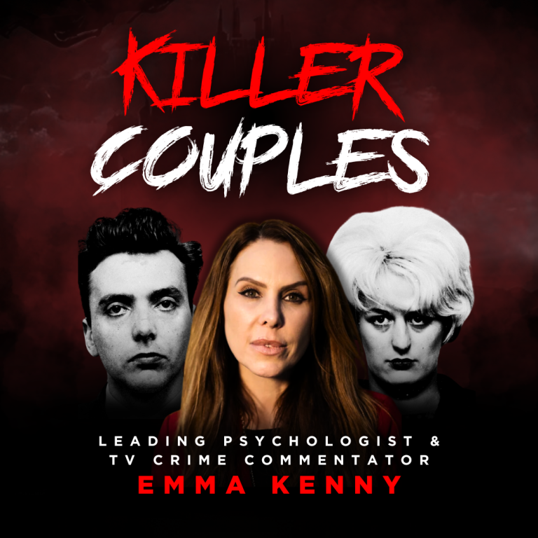 Graphic shows portrait images of two notorious killers with text that says "Killer Couples"